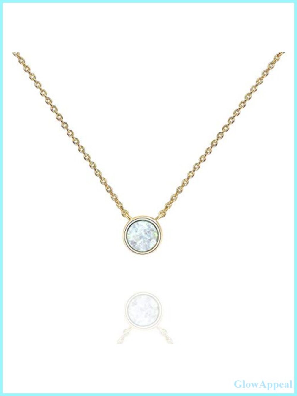 14K Gold Plated White Opal Pendant Necklace Dainty Choker Layering Jewelry